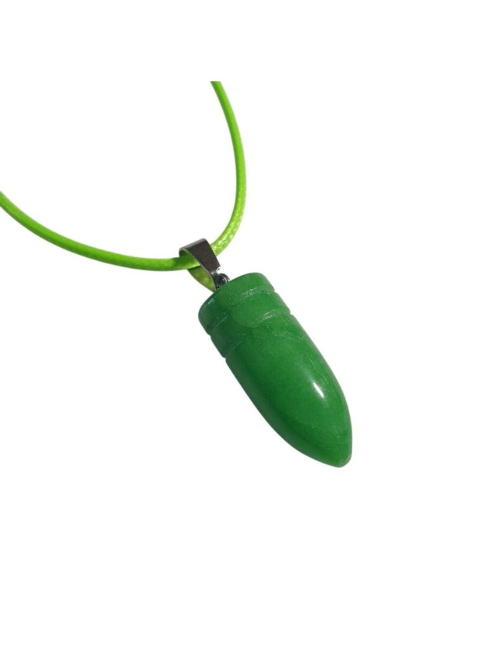 Green Bullet Pendant Necklace Adjustable Cord Bright Finish Minimalist Gift - Picture 1 of 4